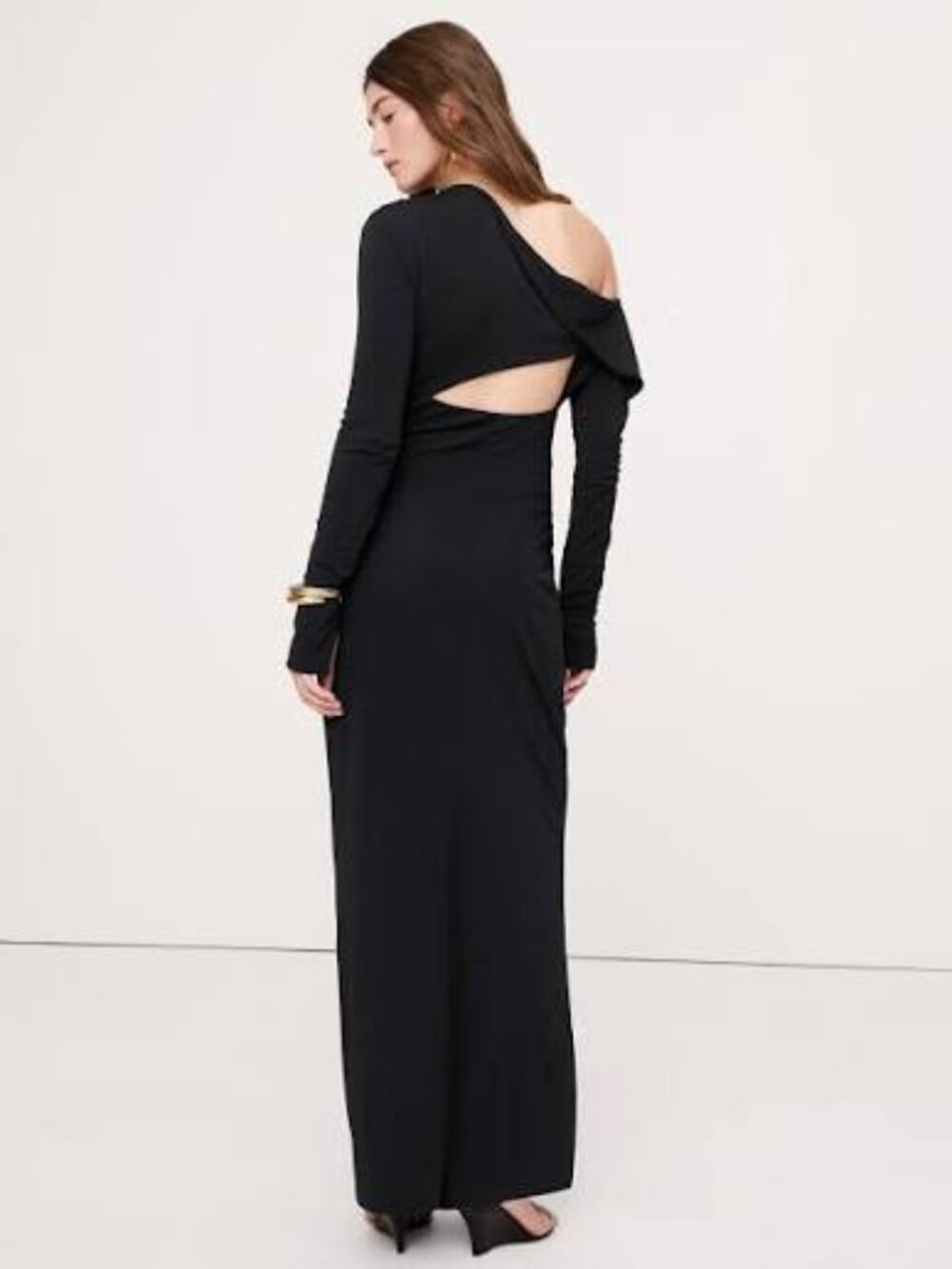 NWT Banana Republic Black S Elegant Matte Jersey Open Back Maxi Dress